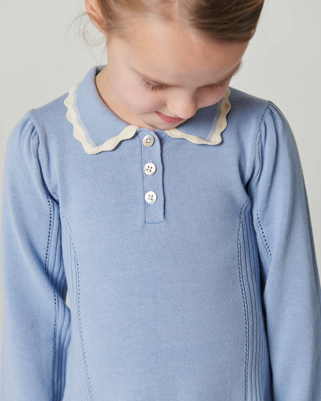 Knitted Peplum Dress Ls. - Endless Blue Comb.