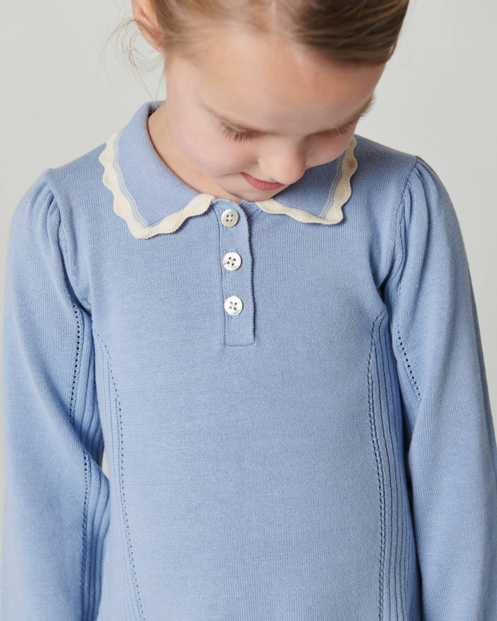 Knitted Peplum Dress Ls. - Endless Blue Comb.