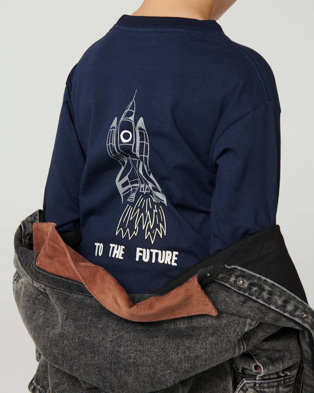 Ls T-Shirt w. Print - Navy