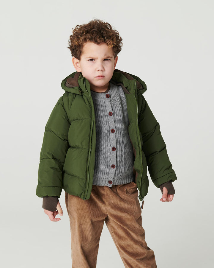2 in 1 Puffer Jacket w. Removable Sleeves - Dk. Green