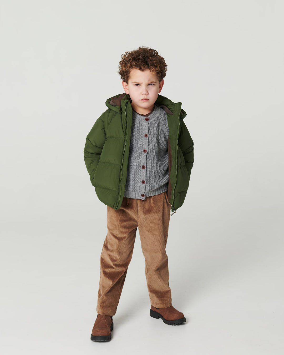 2 in 1 Puffer Jacket w. Removable Sleeves - Dk. Green