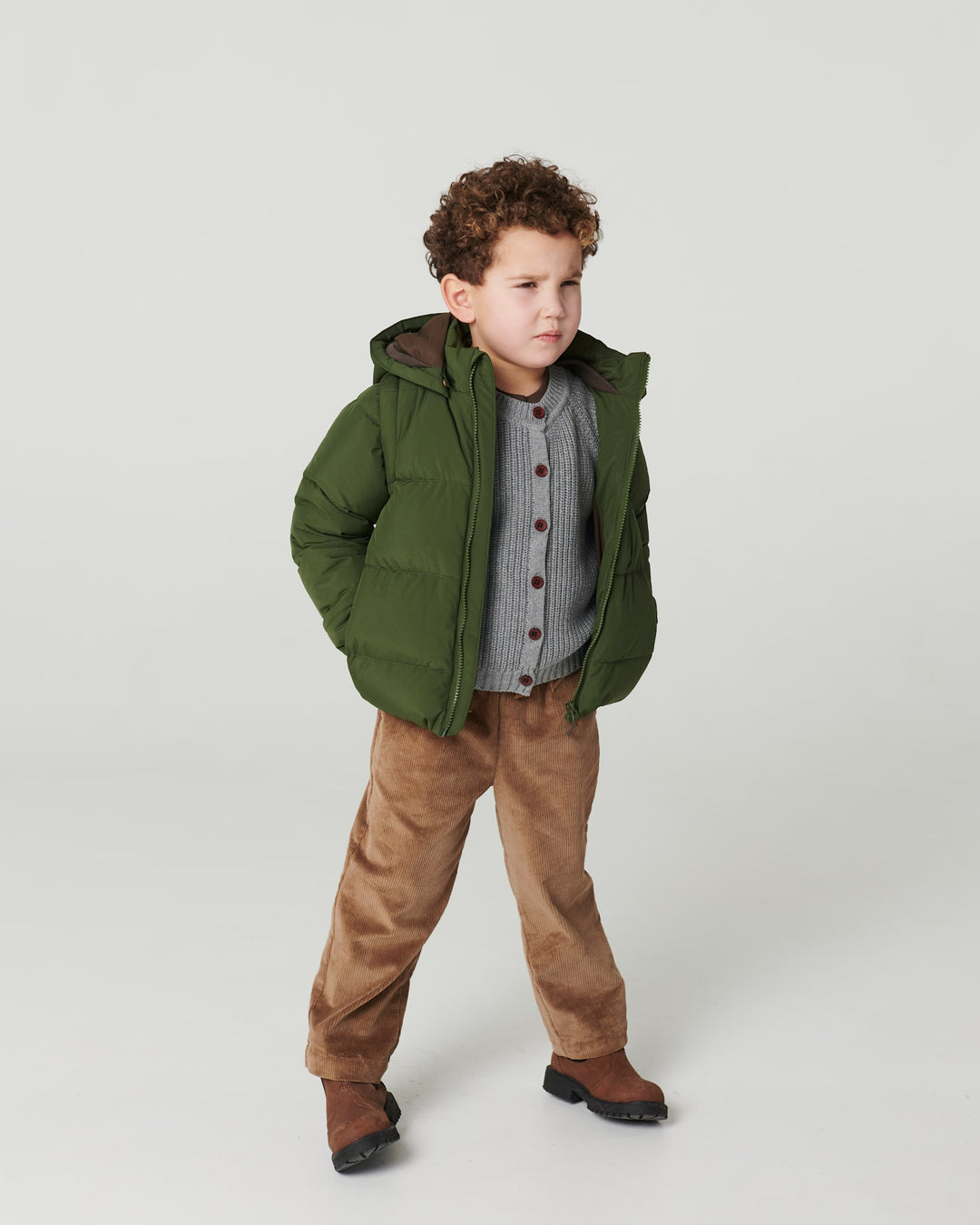2 in 1 Puffer Jacket w. Removable Sleeves - Dk. Green