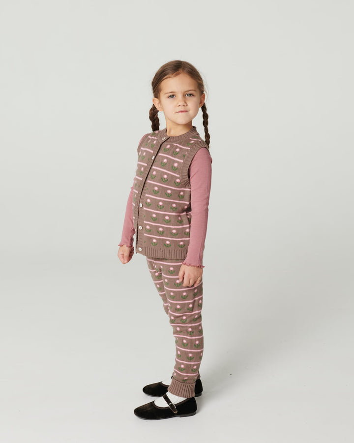 Knitted Flower Pants - Walnut Flower