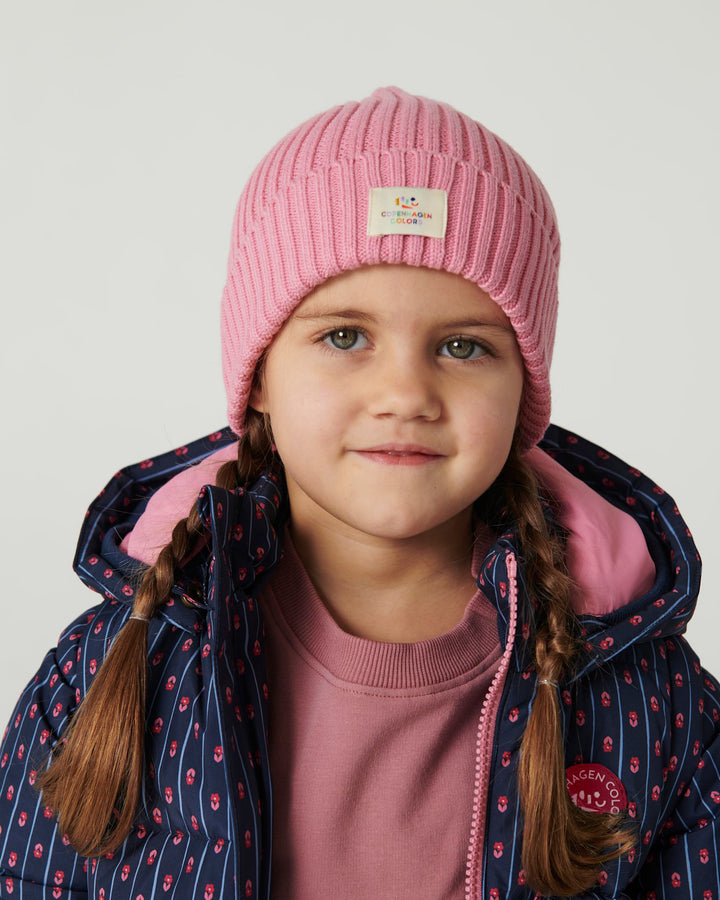 2 in 1 Puffer Jacket w. Removable Sleeves - Navy Flower Aop