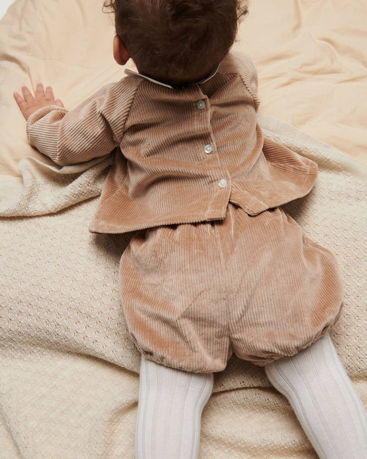 Corduroy Baby Set w. Collar - Beige
