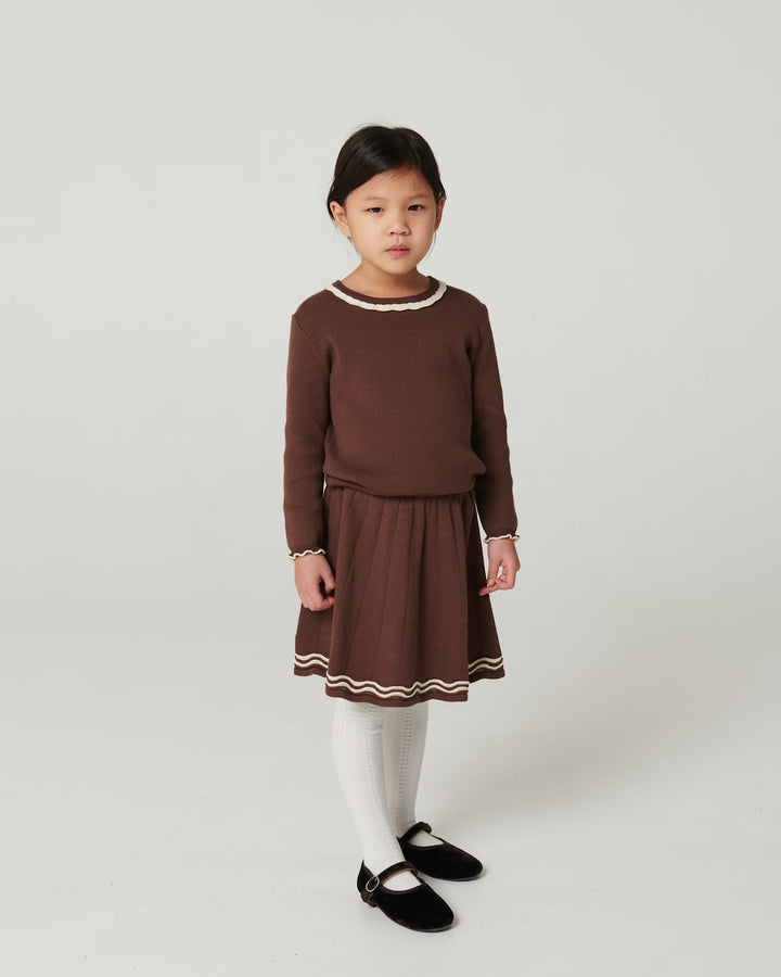 LS Blouse w. Deco Neck - Walnut Comb.