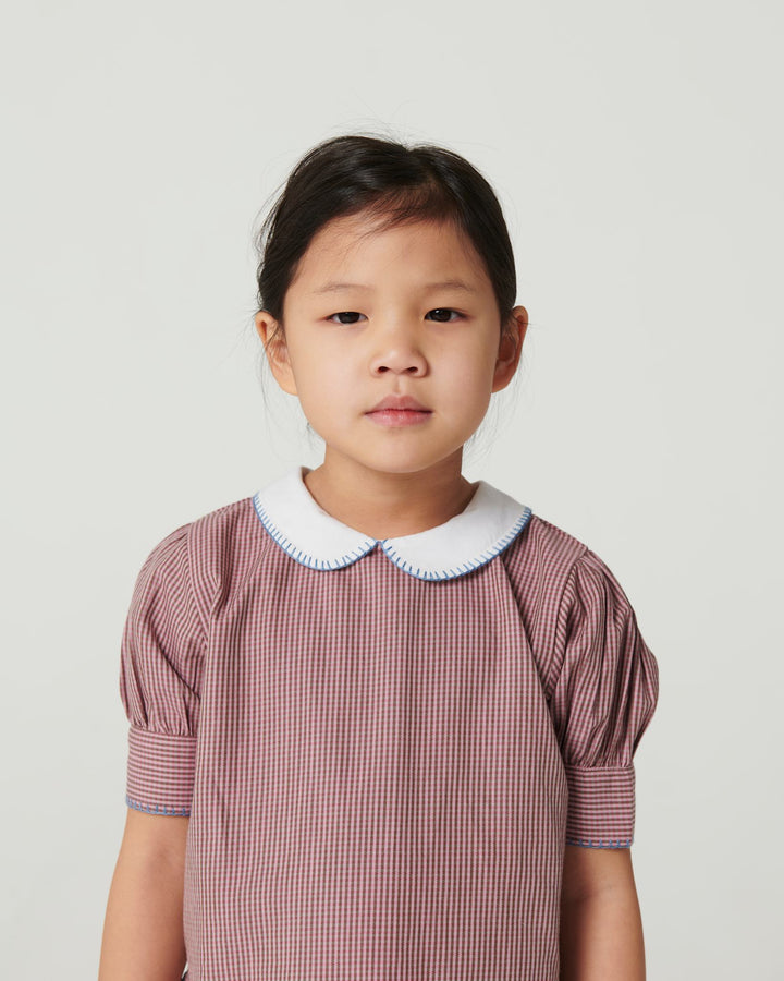 Checkered Blouse and Skirt Set - Winter Rose Check Comb.