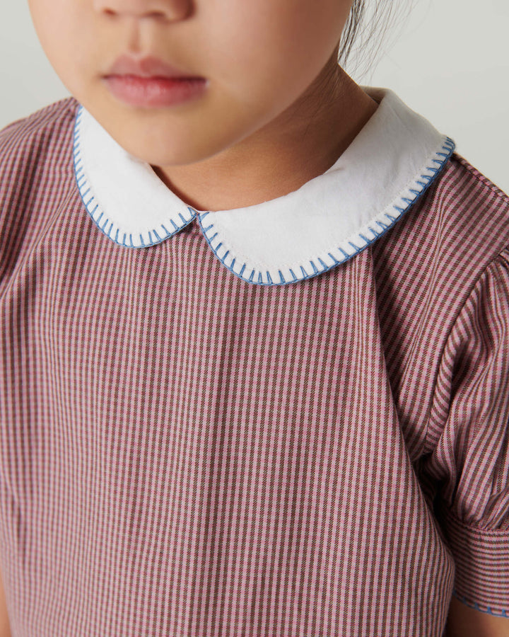 Checkered Blouse and Skirt Set - Winter Rose Check Comb.