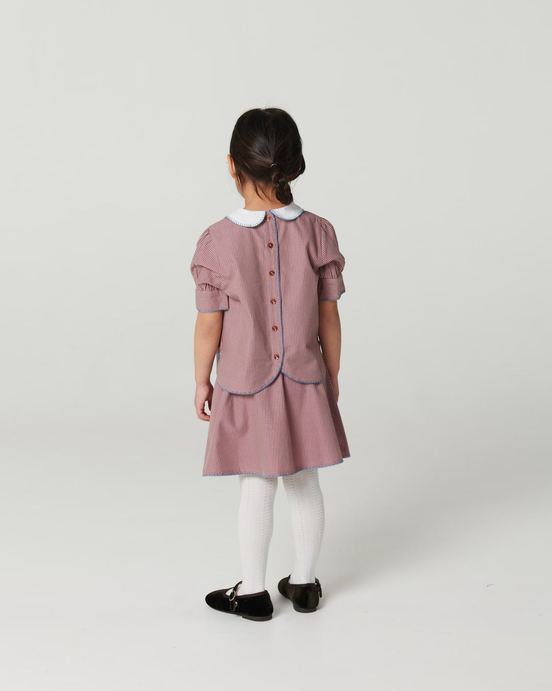 Checkered Blouse and Skirt Set - Winter Rose Check Comb.