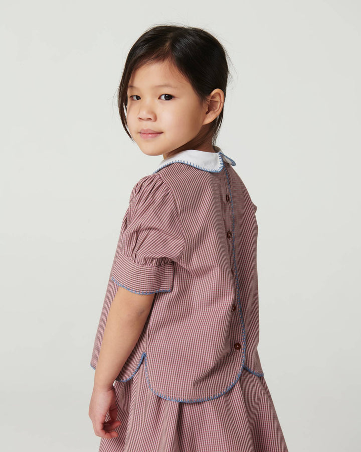 Checkered Blouse and Skirt Set - Winter Rose Check Comb.