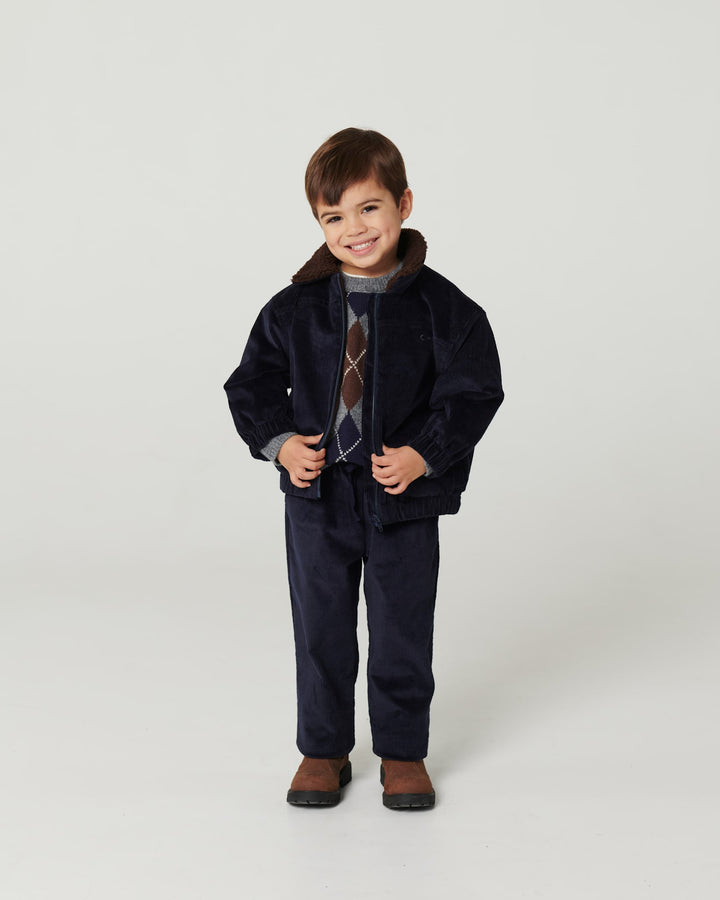 Corduroy Pant W. Adj. Waist - NAVY