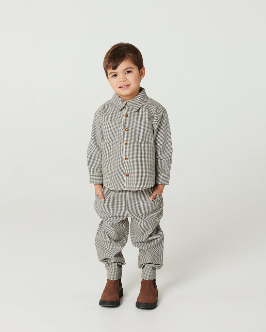 Checkered Pant W. Adjustable Waist - ENDLESS BLUE/BROWN CHECK COMB