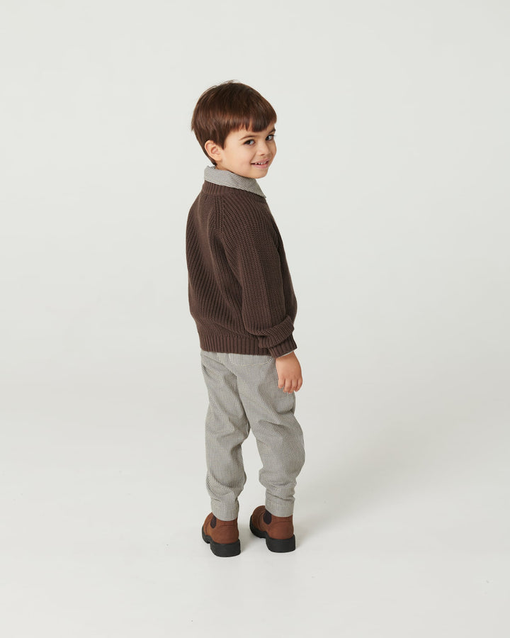 Checkered Pant W. Adjustable Waist - ENDLESS BLUE/BROWN CHECK COMB