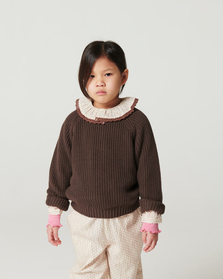 Aop Shirt w. Frill & Lace Piping - Sand Flower Print