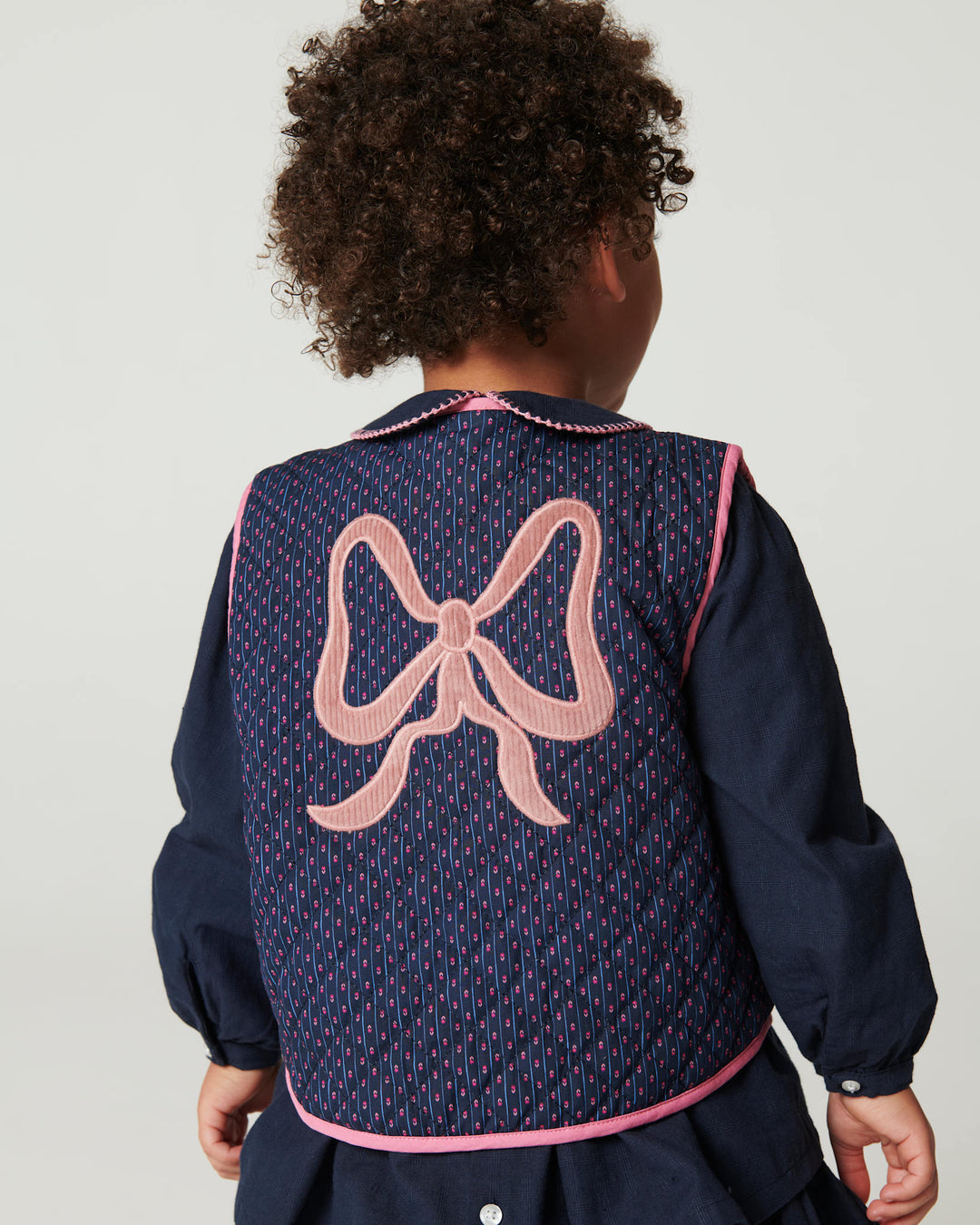 Printed Quilted Vest - Navy Flower Aop