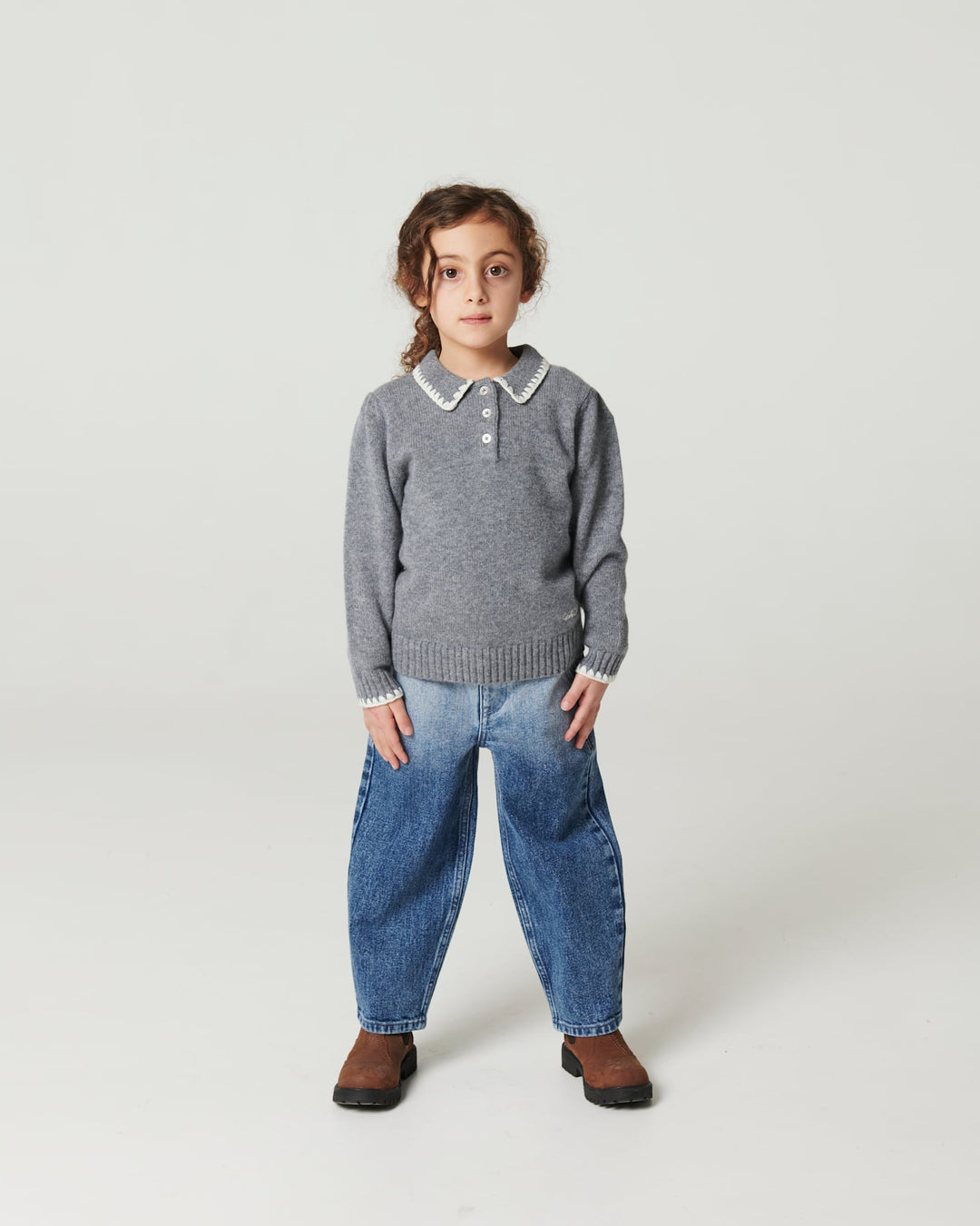 Organic Balloon Denim Pants w. Hearts Back Pockets - Block Spray