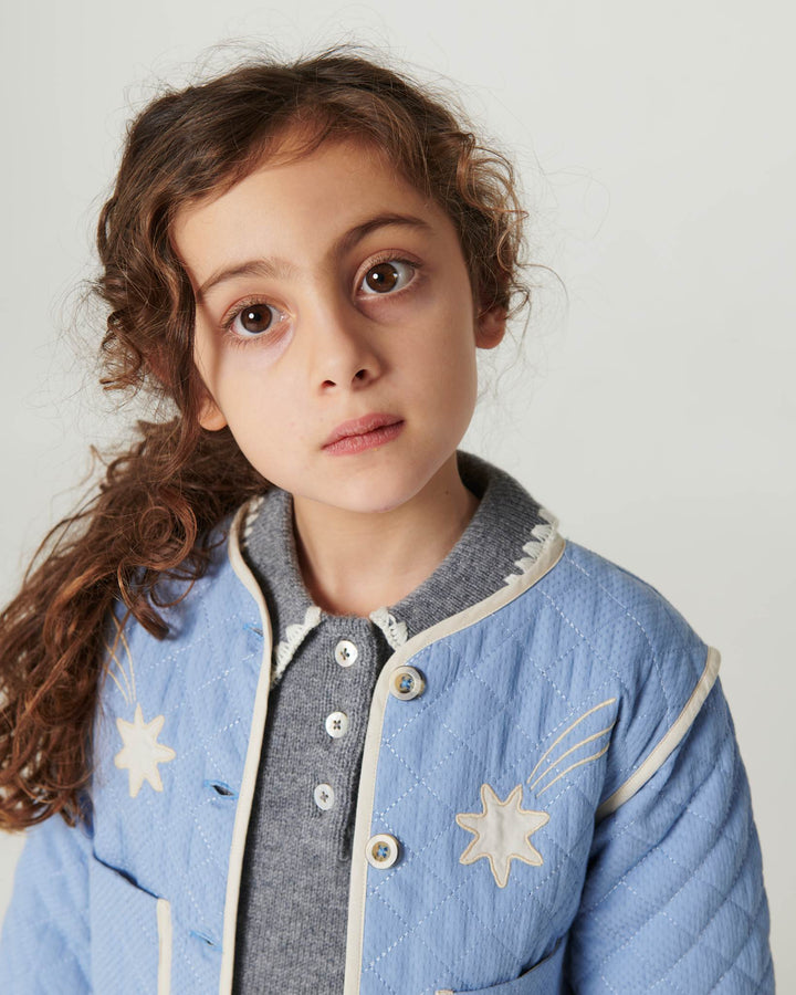 Quilted Jacket w. Star Embroidery - Endless Blue