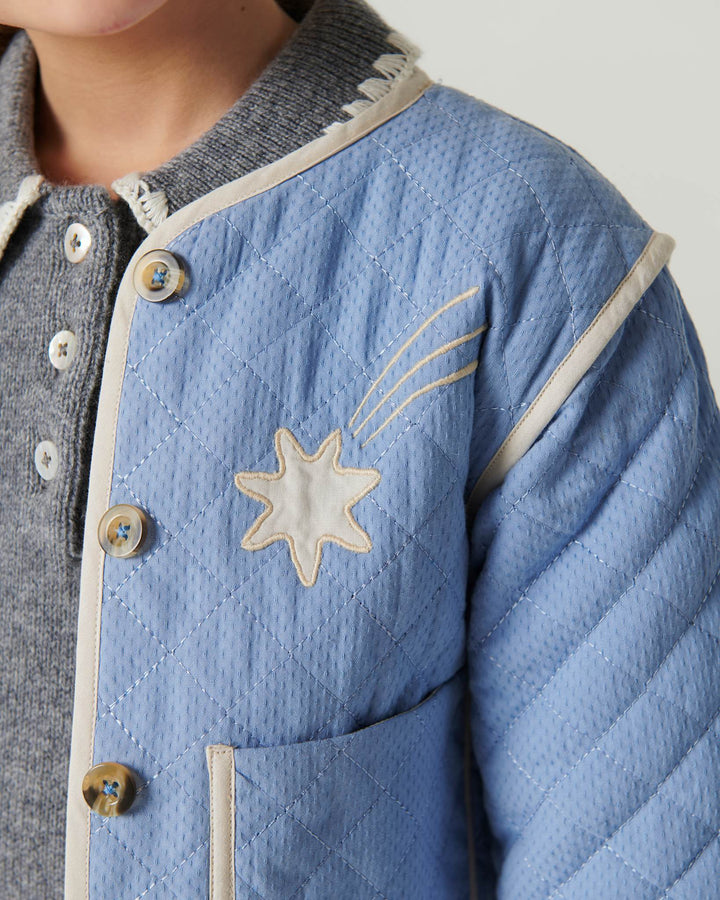 Quilted Jacket w. Star Embroidery - Endless Blue