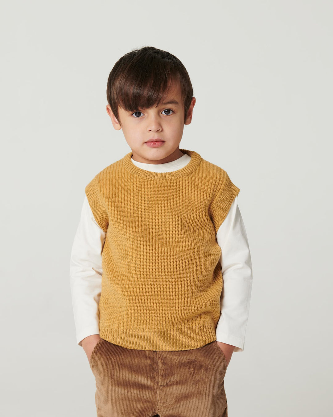 Merino Rib Vest - Mustard