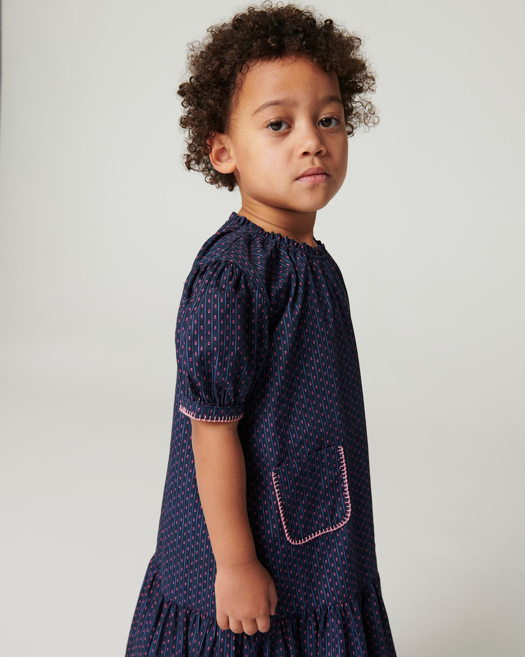 Printed Dress w. Pocket - Navy Flower Aop
