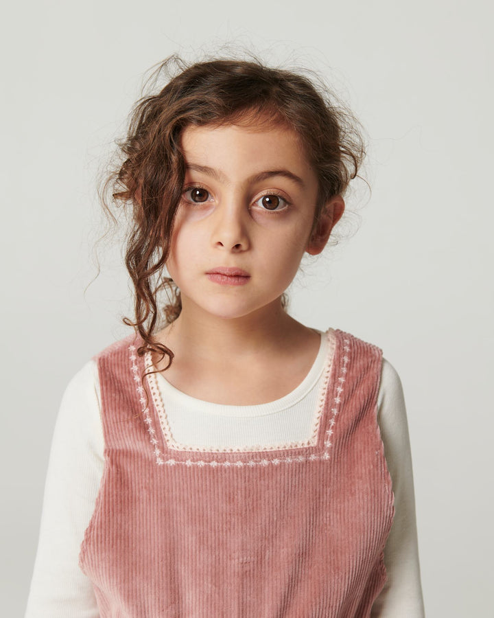 Corduroy Dungaree w. Embroidery - Winter Rose
