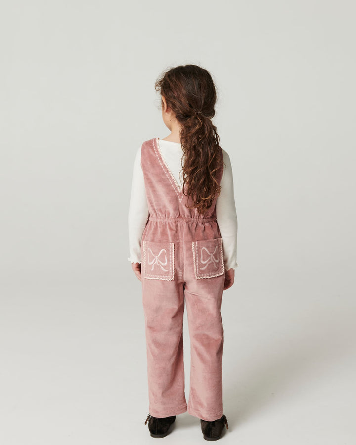 Corduroy Dungaree w. Embroidery - Winter Rose