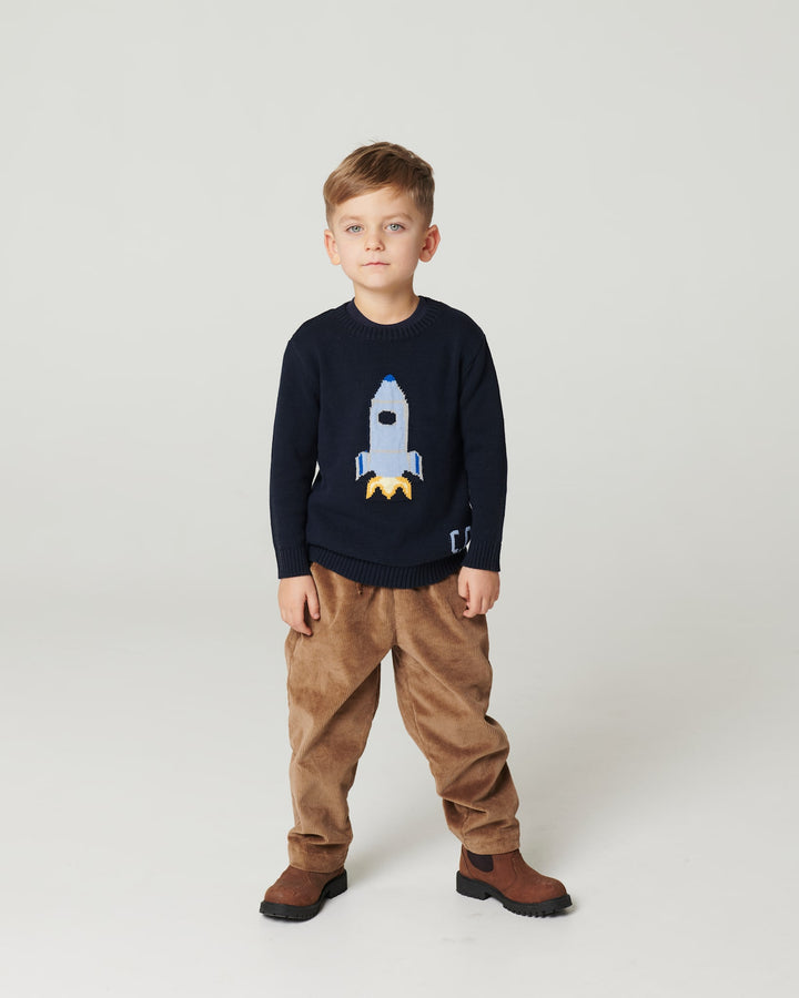 Sweater w. Icon - Navy Rocket Comb.