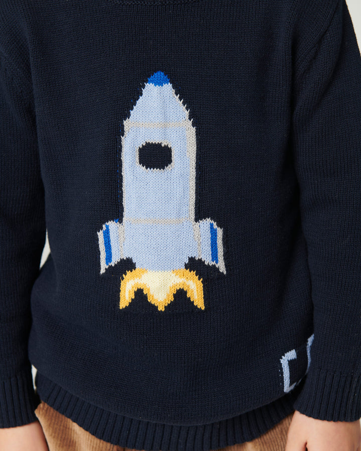 Sweater w. Icon - Navy Rocket Comb.