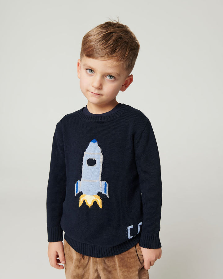Sweater w. Icon - Navy Rocket Comb.
