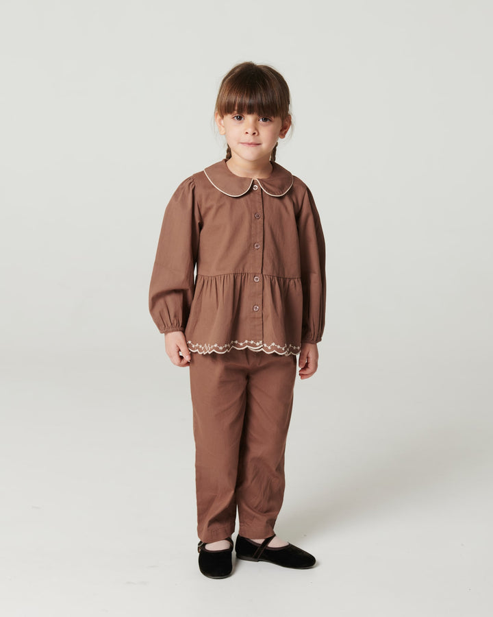 Twill Pants with pockets and adj. Waist - Walnut