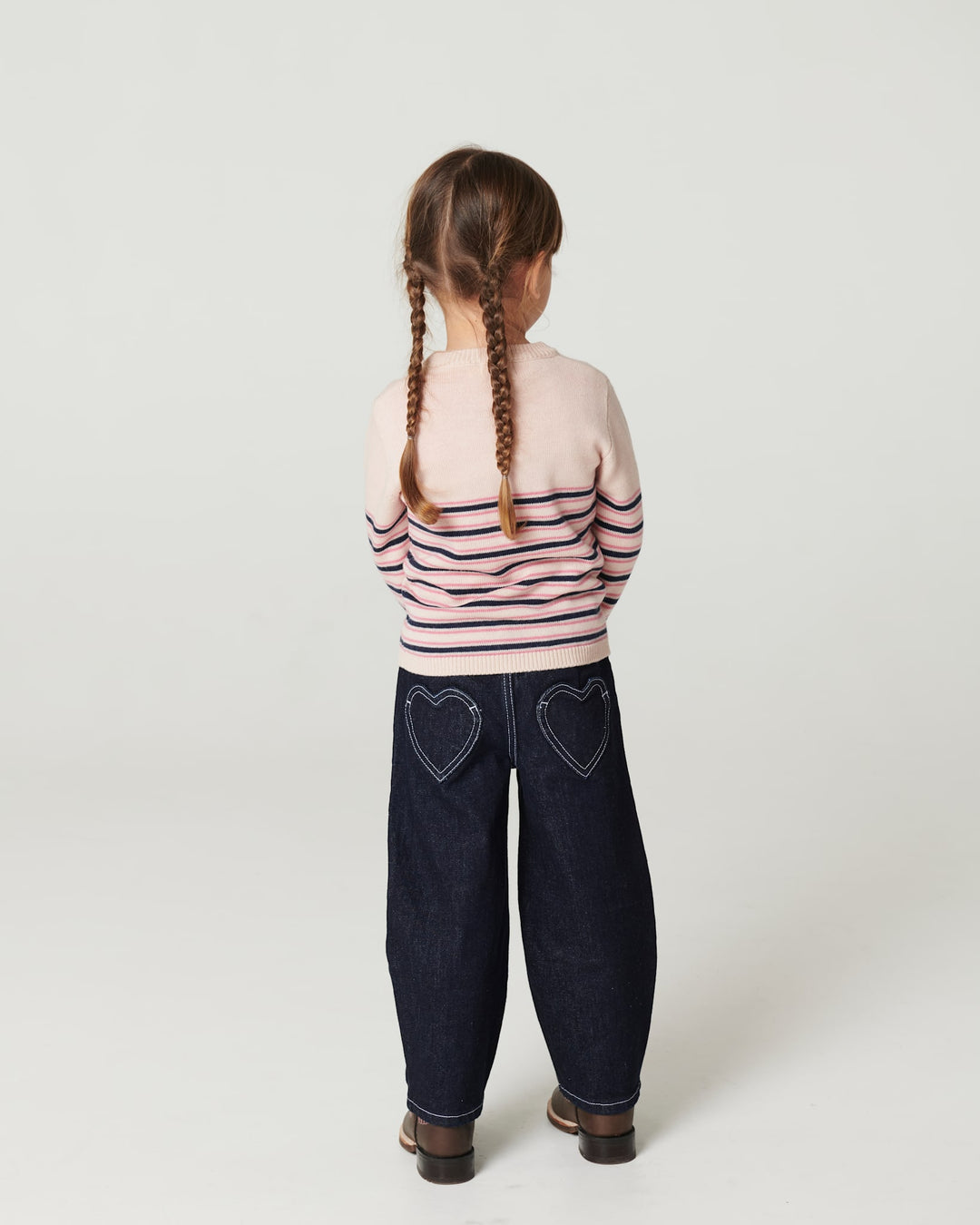 Organic Balloon Denim Pants w. Hearts Back Pockets - Raw Denim