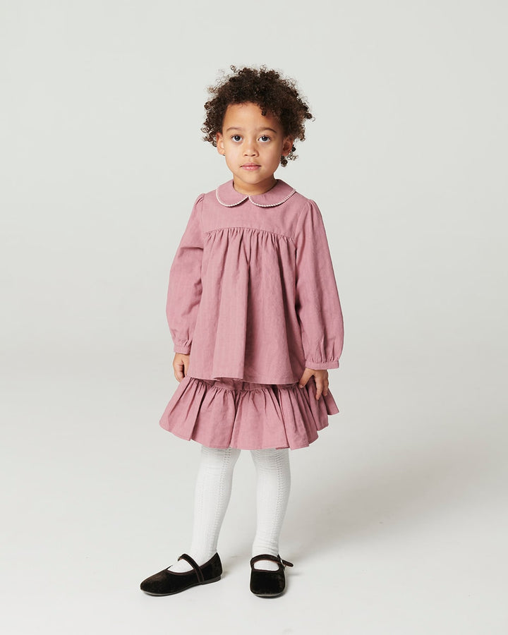 Blouse w. Collar & Blanket Stitch - Winter Rose