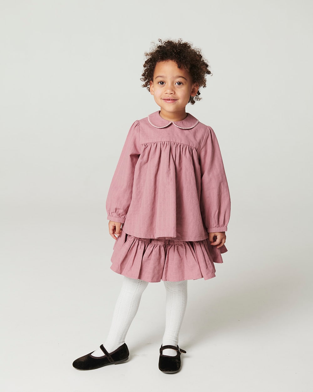 Blouse w. Collar & Blanket Stitch - Winter Rose