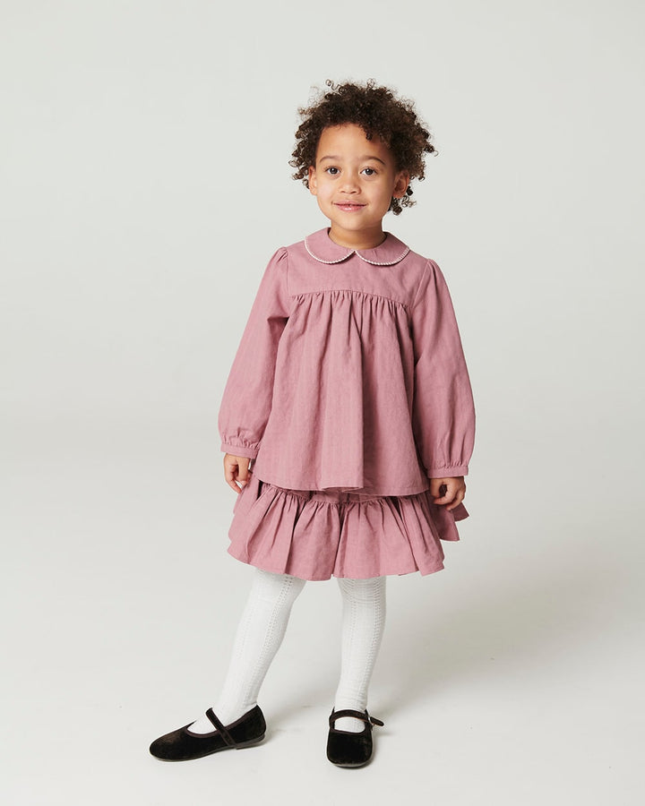 Blouse w. Collar & Blanket Stitch - Winter Rose