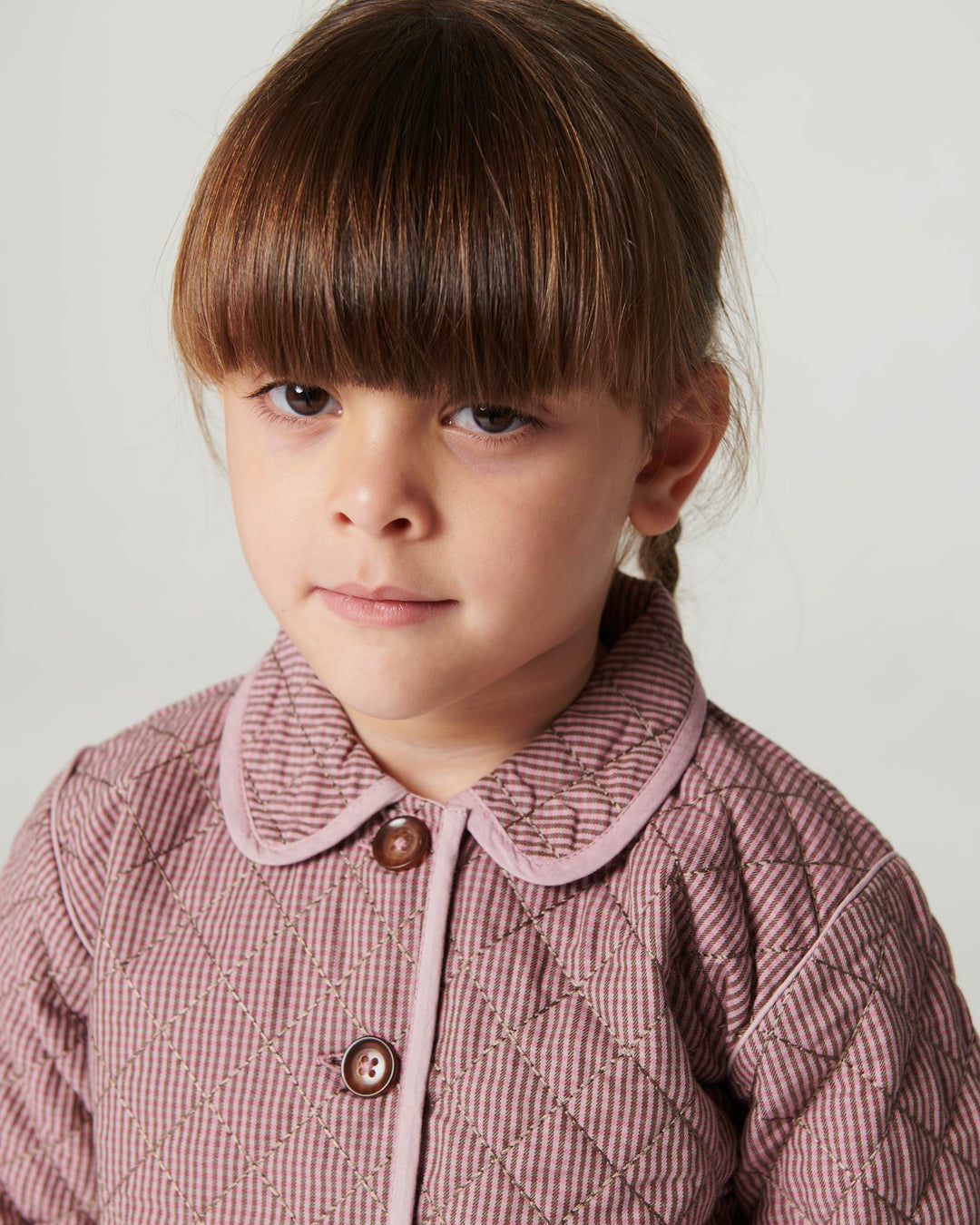 Checkered Quilted Jacket w. Embroidery - Winter Rose Check Comb.