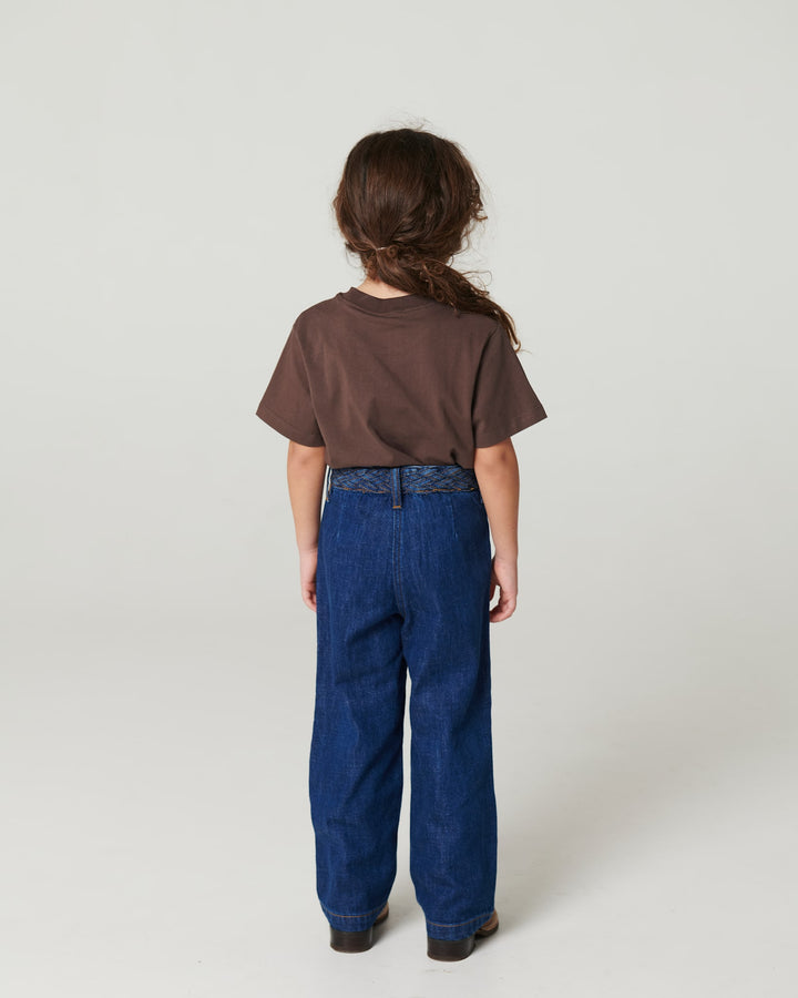 Denim Jeans w. Braid Waist - Wide Fit - Indigo Blue Wash
