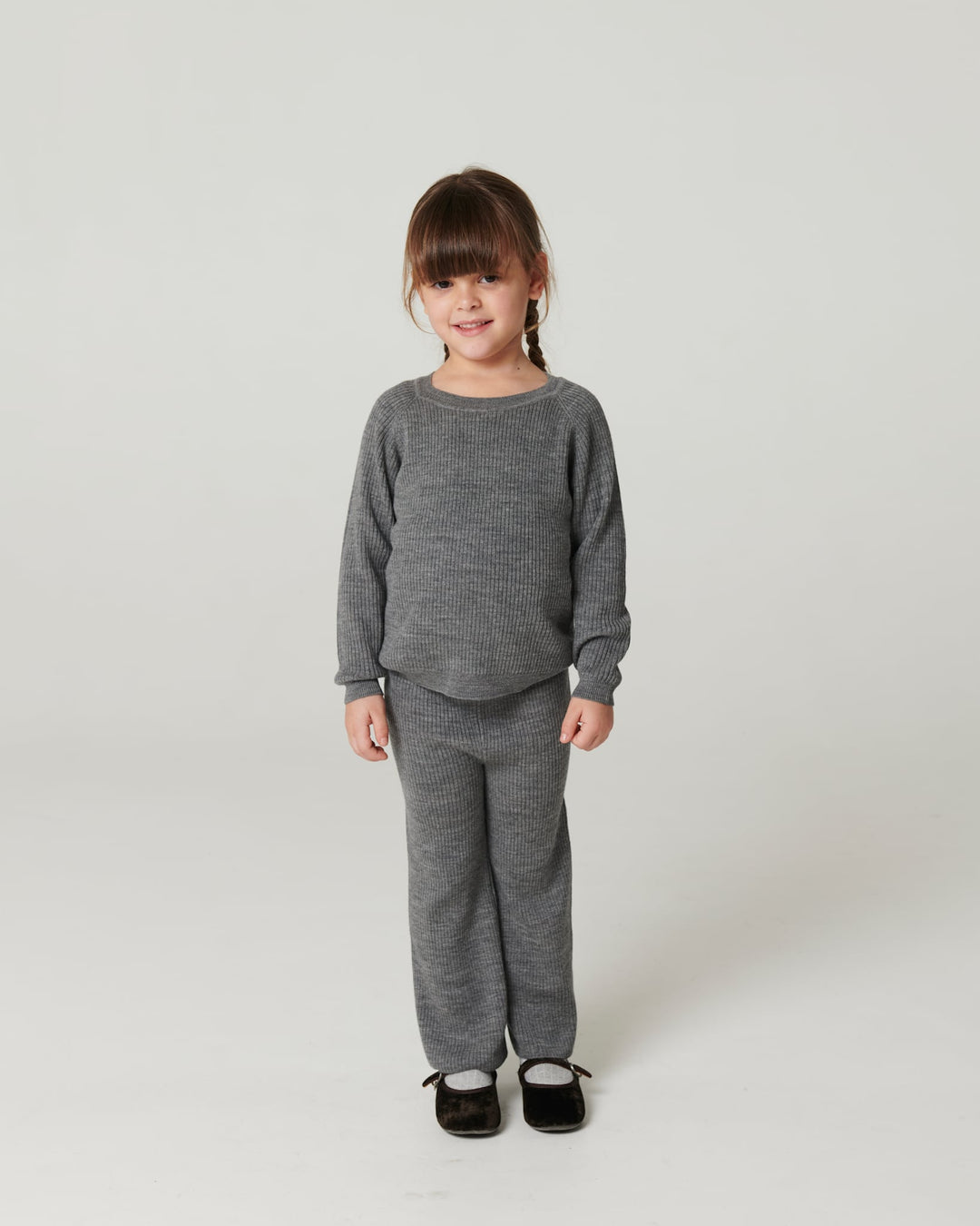 Merino Wide Rib Pants - Grey Melange