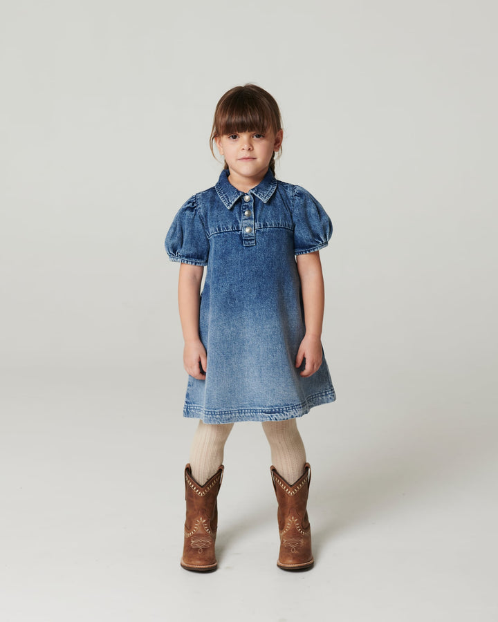 Denim Dress w. Block Spray - Block Spray