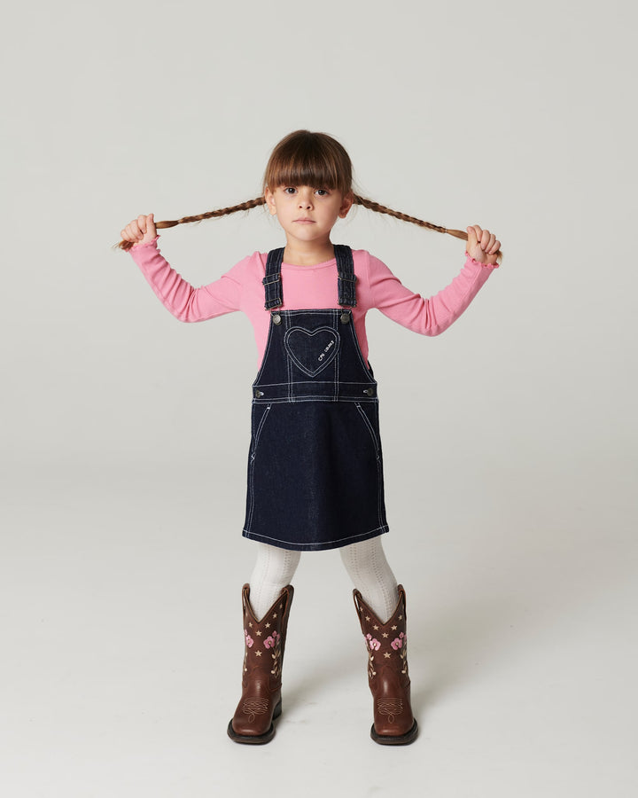Organic Denim Spencer Dress w. Heart Pocket - Raw Denim