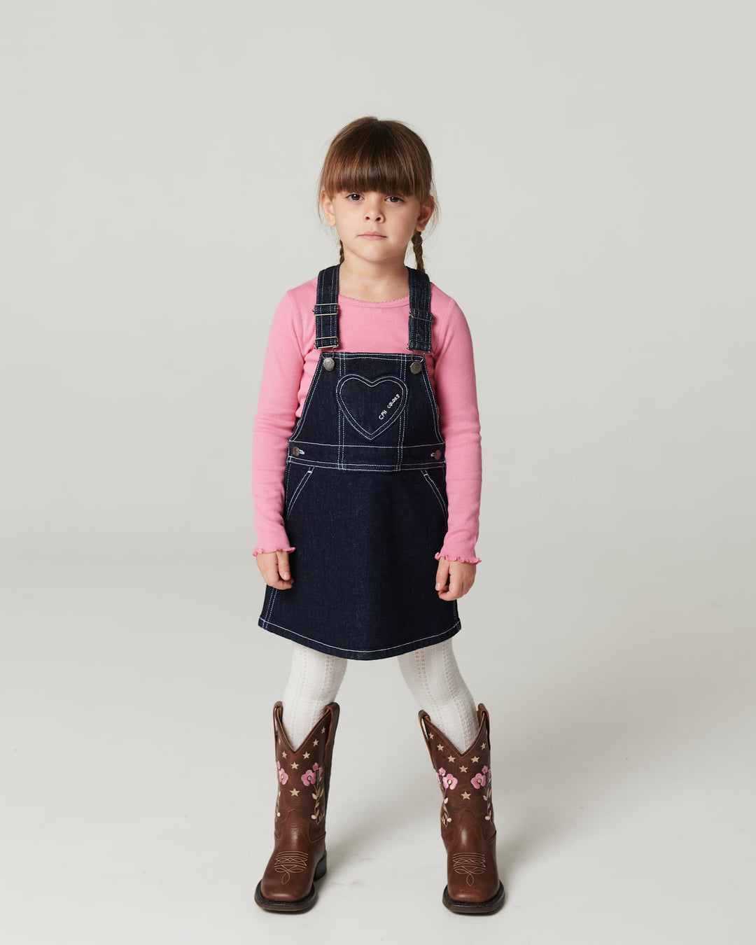 Organic Denim Spencer Dress w. Heart Pocket - Raw Denim