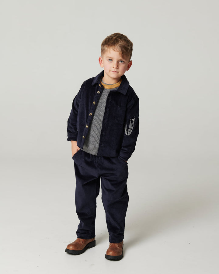CORDUROY OVERSHIRT W. EMB. - NAVY