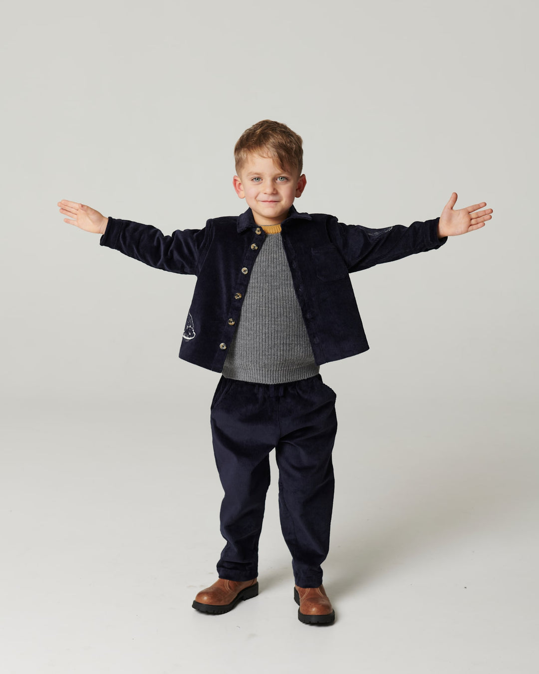 CORDUROY OVERSHIRT W. EMB. - NAVY