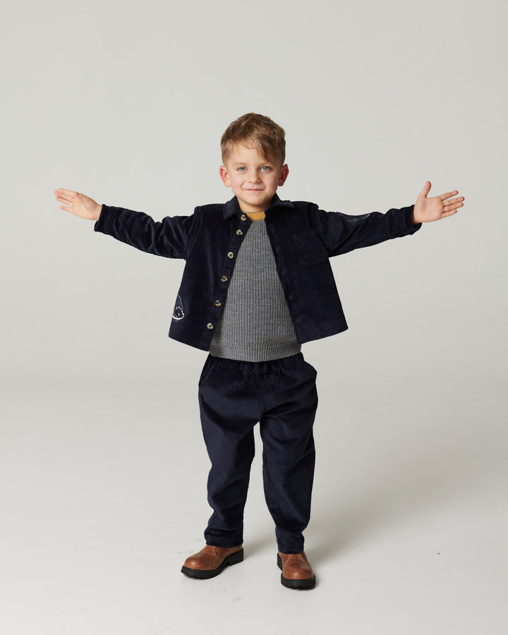 CORDUROY OVERSHIRT W. EMB. - NAVY