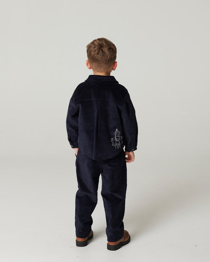 CORDUROY OVERSHIRT W. EMB. - NAVY