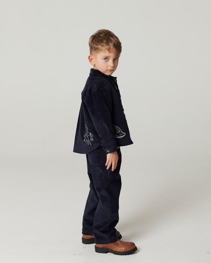 CORDUROY OVERSHIRT W. EMB. - NAVY
