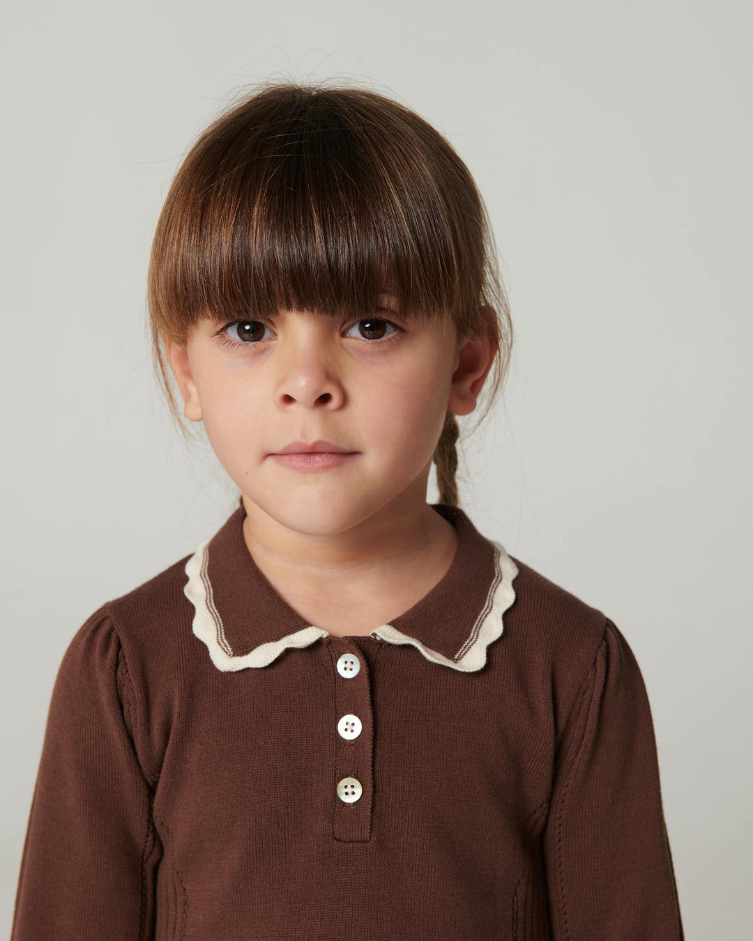 Knitted Peplum Dress Ls. - Walnut Comb.