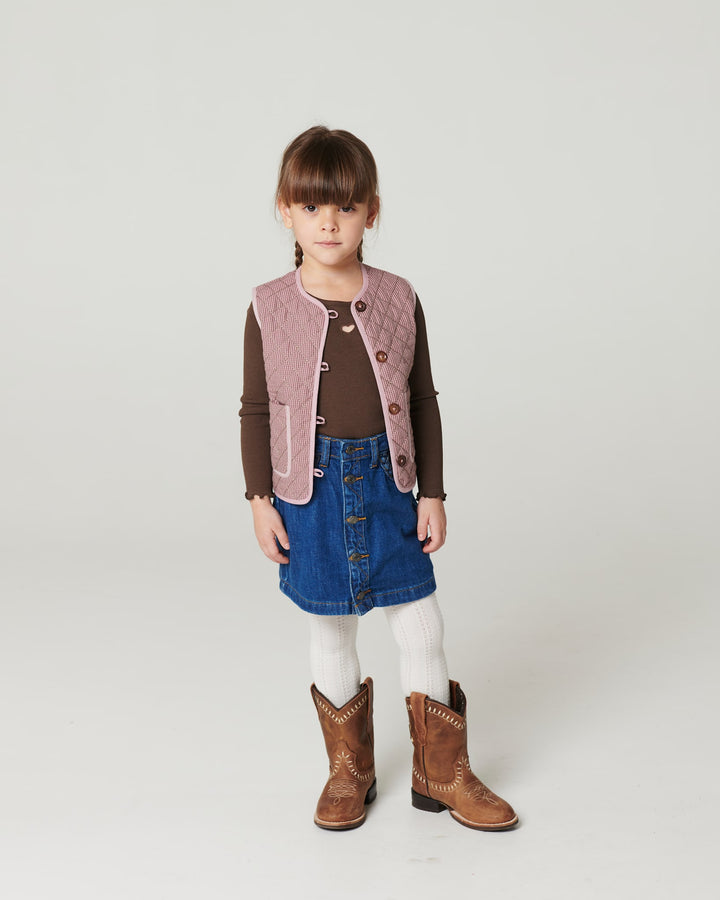 Denim Skirt w. Braid Details - Indigo Blue Wash