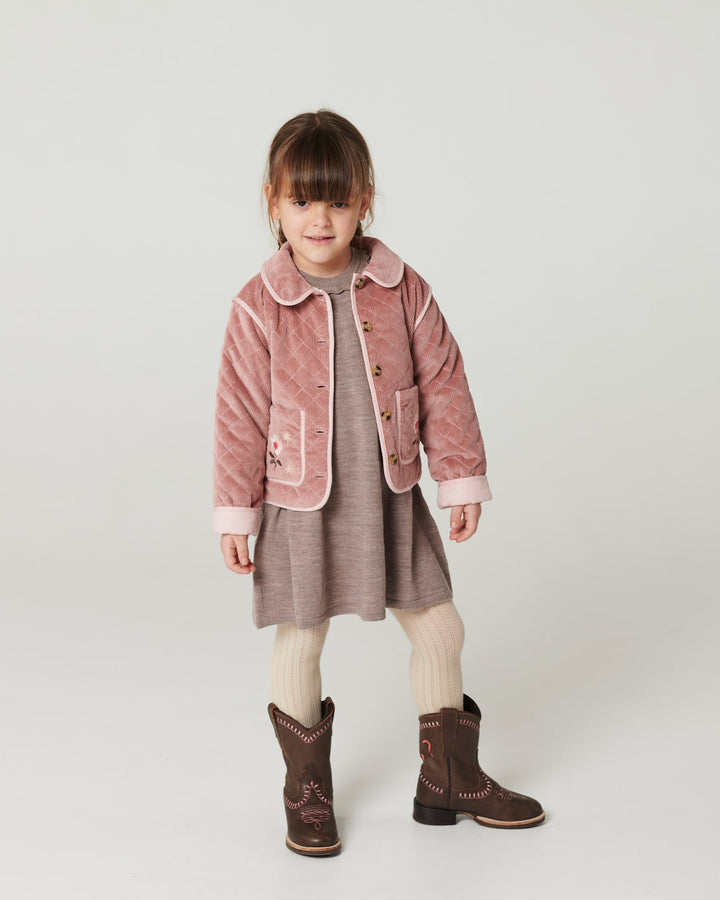 Quilted Corduroy Jacket w. Embroidery - Winter Rose