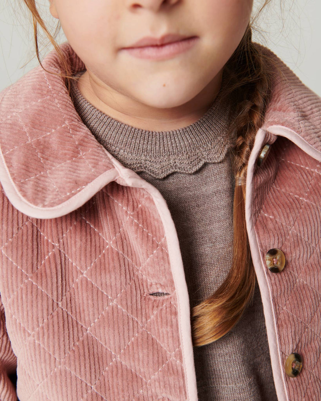 Quilted Corduroy Jacket w. Embroidery - Winter Rose