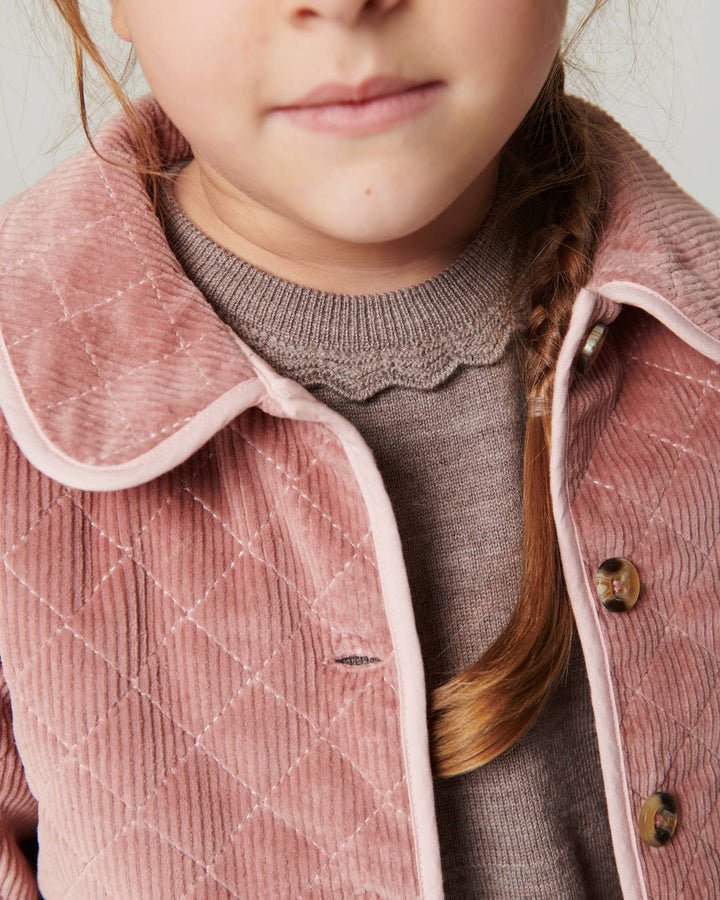 Quilted Corduroy Jacket w. Embroidery - Winter Rose